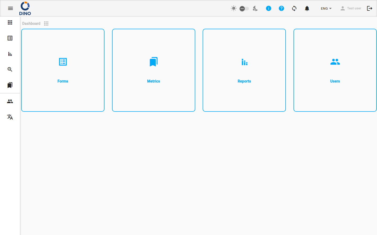 Main view of the Dashboard page