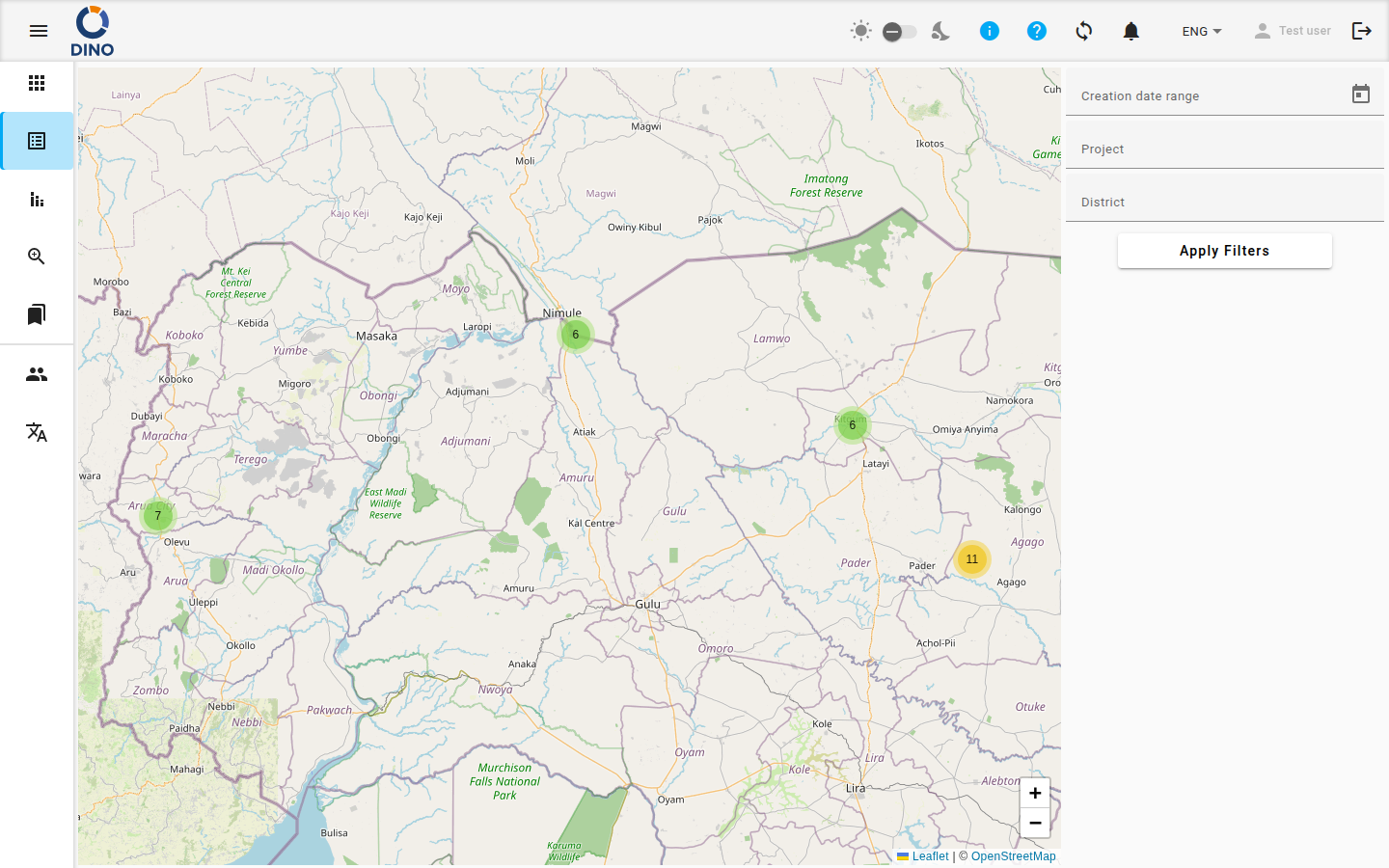 Main view of the Forms Map page